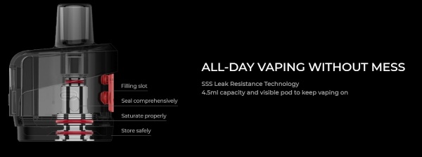replacement pod cartridge for gen air 40 vaporesso kit technical features