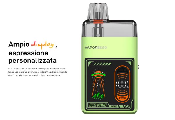 eco nano pro vaporesso sigaretta elettronica con display dinamico a colori