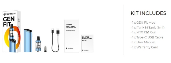 vaporesso gen fit kit package contents