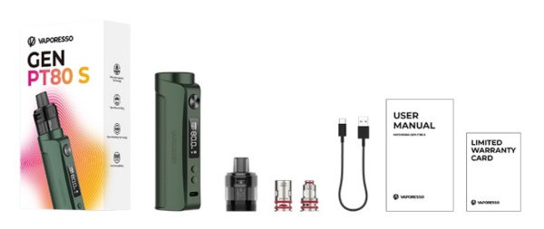 kit vaporesso gen pt80 s package contents