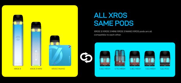 xros 3 nano vaporesso sigaretta elettronica compatibile con tutte le xros pod