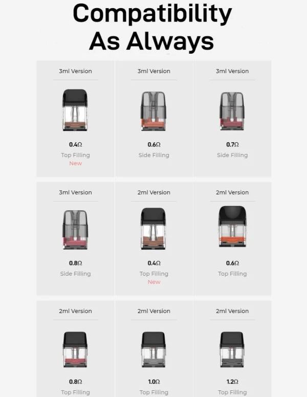 xros 4 vaporesso compatibile con tutte le cartucce xros pod