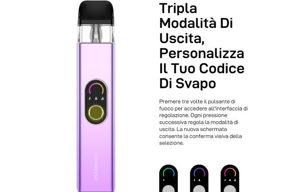 xros 4 vaporesso sigaretta elettronica con 3 livelli di potenza