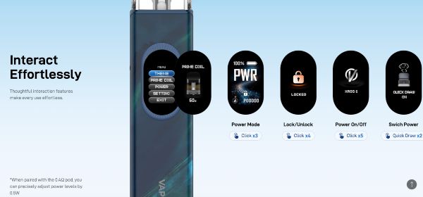xros 6 vaporesso sigaretta elettronica con display tft a colori 0.88 pollici
