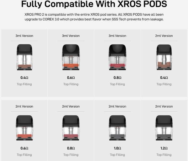 xros pro 2 vaporesso sigaretta elettronica compatibile con tutte le cartucce xros pod