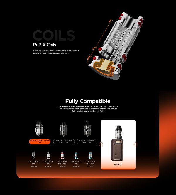UFORCE-X TANK 2 voopoo compatibile con resistenze pnp x coil