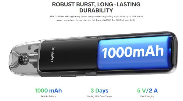 argus g2 voopoo sigaretta elettronica con batteria integrata 1000 mah