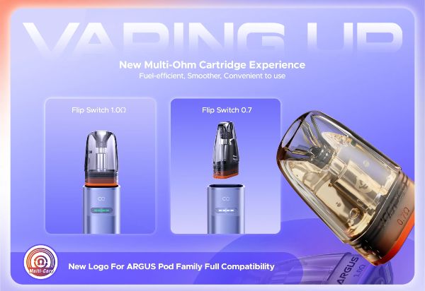 argus g4 mini voopoo sigaretta elettronica con pod multi-ohm 0.7 1.0 ohm