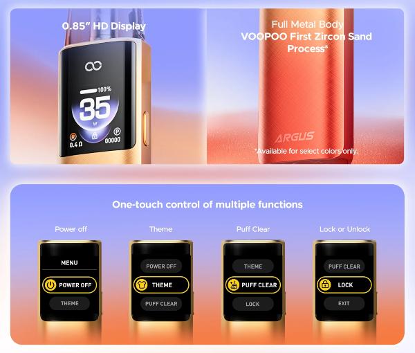 argus g4 voopoo sigaretta elettronica con display hd a colori 0.85 pollici