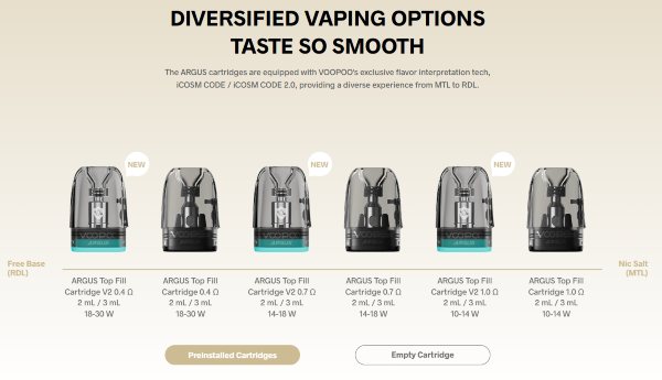 argus klyc voopoo sigaretta elettronica compatibile con tutte le cartucce argus pod