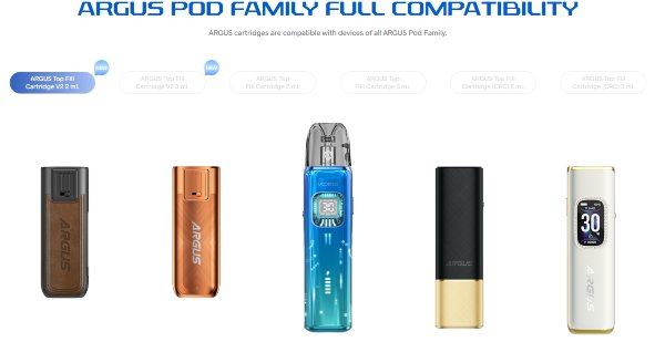 argus matrix voopoo sigaretta elettronica compatibile con tutte le cartucce argus pod