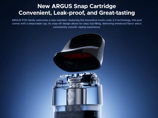 argus p3 voopoo sigaretta elettronica con cartuccia argus snap pod a refill dall'alto