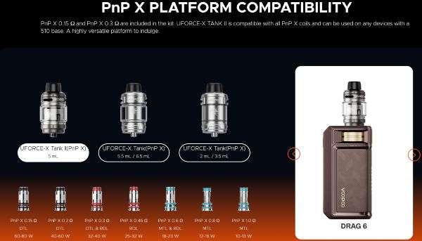 drag 6 voopoo sigaretta elettronica compatibile con resistenze pnp x coil