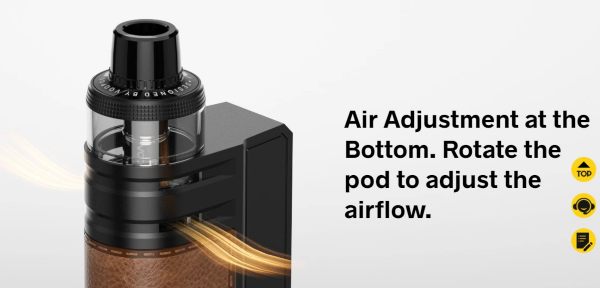 Airflow adjustment system with tank rotation for Drag E60 voopoo