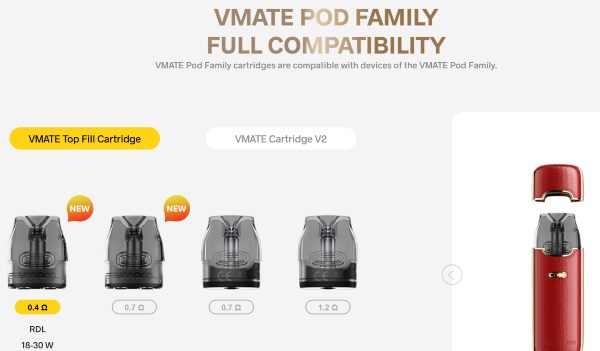 vmate e2 voopoo sigaretta elettronica compatibile con cartucce vmate v2 e v3