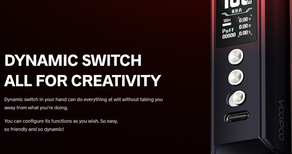 voopoo drag m100s box mod con blocco tasti