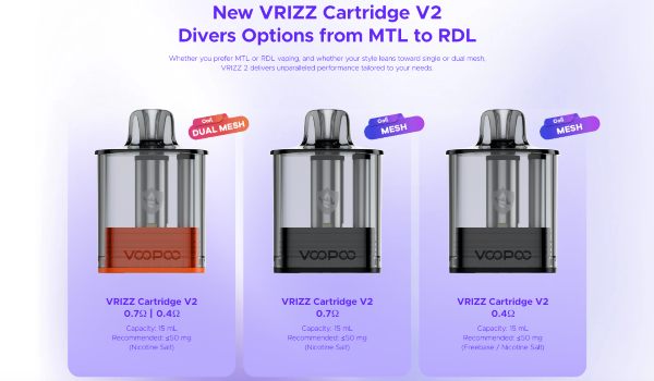 vrizz 2 voopoo sigaretta elettronica compatibile con cartucce vrizz v2 pod