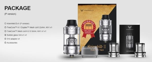 contenuto confezione atomizzatore vapefly kriemhild II peace version