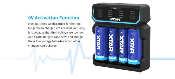 D4 XTAR 0V Activation Battery Charger