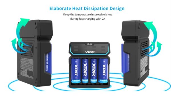 D4 XTAR Caricabatterie Dissipazione calore