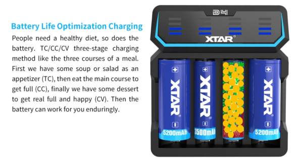 D4 XTAR Three-stage Charging Battery Charger