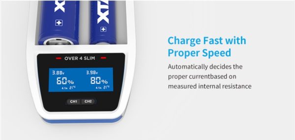 Over 4 Slim XTAR Caricabatterie selezione automatica velocità