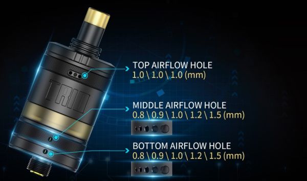 triplo controllo dell'aria atomizzatore trio mtl rta