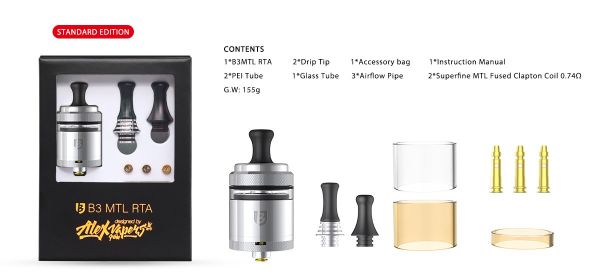 BSKR V3 MTL RTA Vandy Vape contenuto della confezione