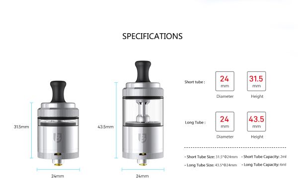 BSKR V3 MTL RTA Vandy Vape dimensioni