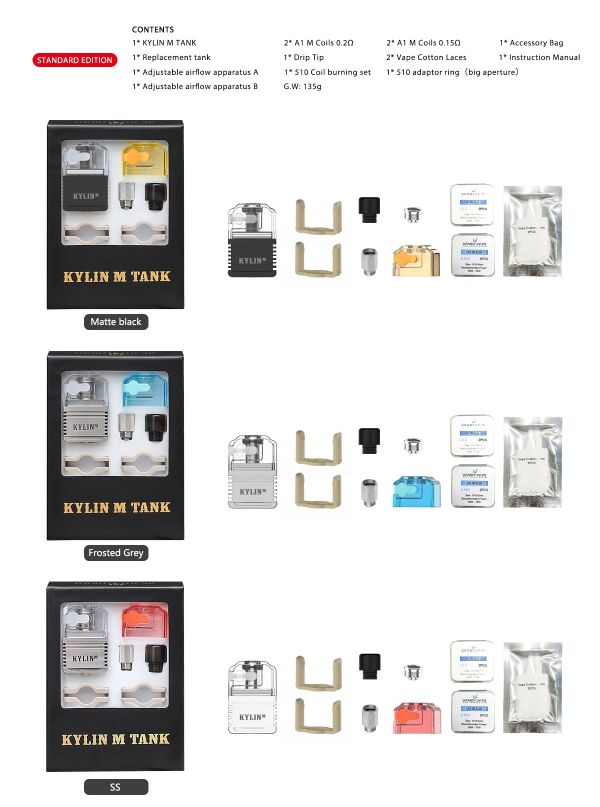 kylin m boro tank vandy vape contenuto della confezione