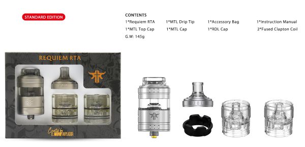 requiem rta vandy vape contenuto della confezione